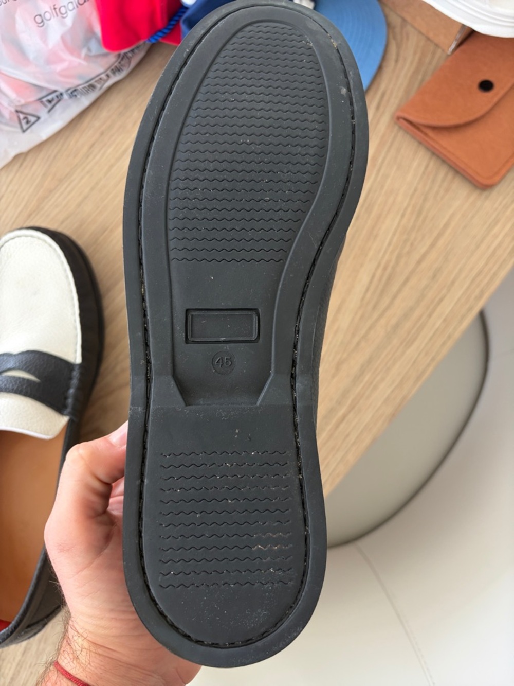 Oliver Cabell Black and White Penny Loafers with Red Lining - Picture 4 of 11
